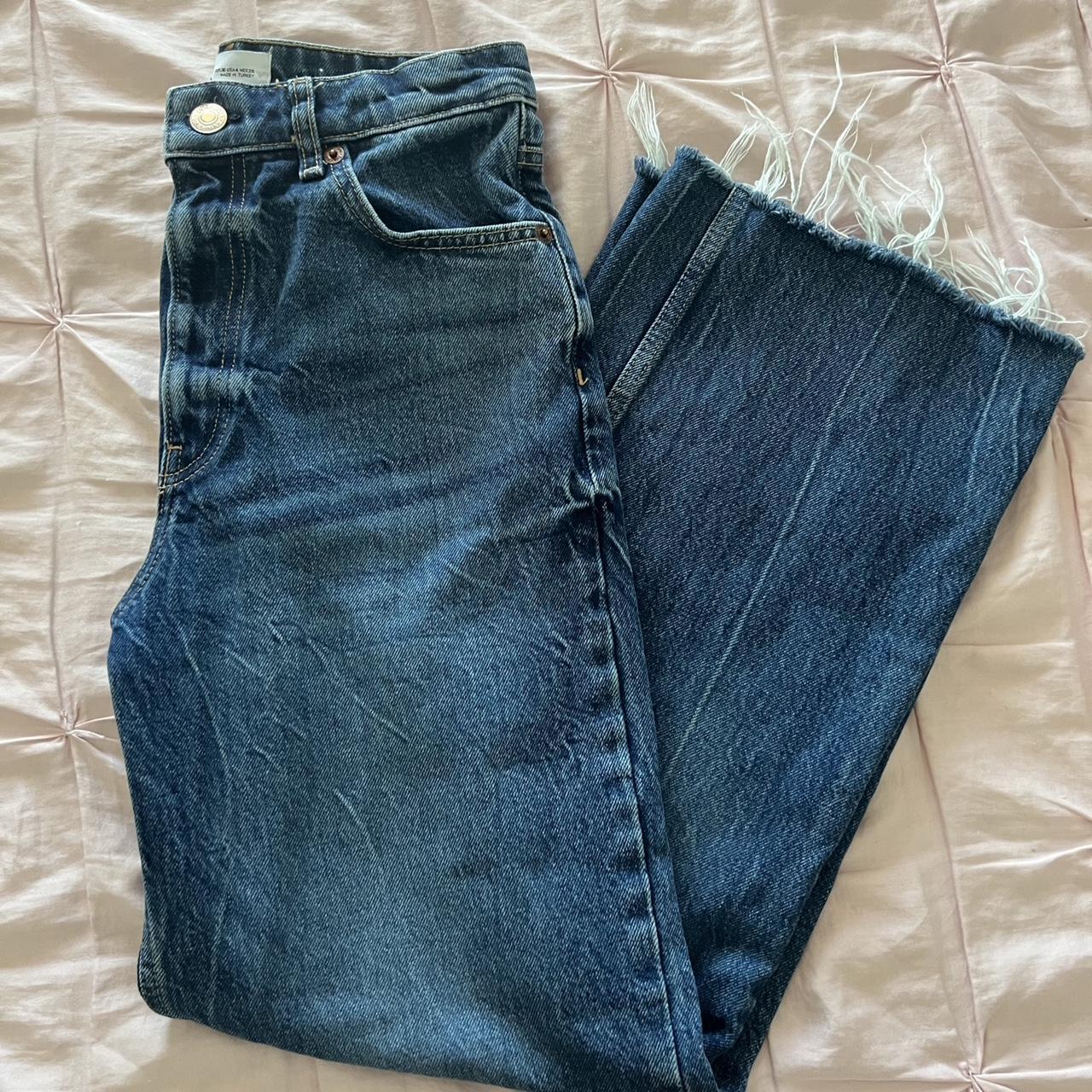 zara wide leg jeans! cut to fit 5’3, worn twice no... - Depop