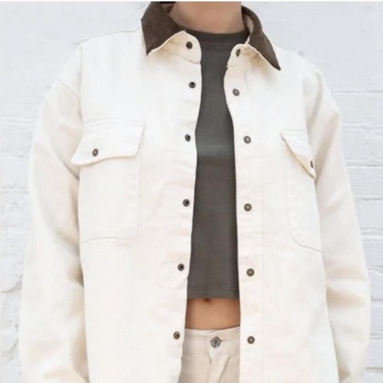brandy melville nancy jacket Color creme and brown... Depop