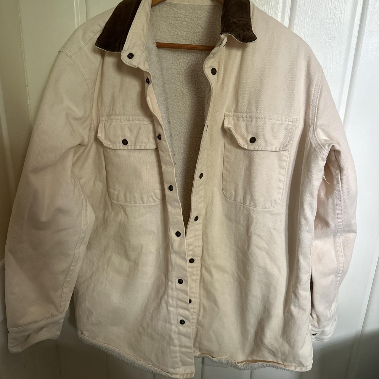 brandy melville nancy jacket Color creme and brown... Depop