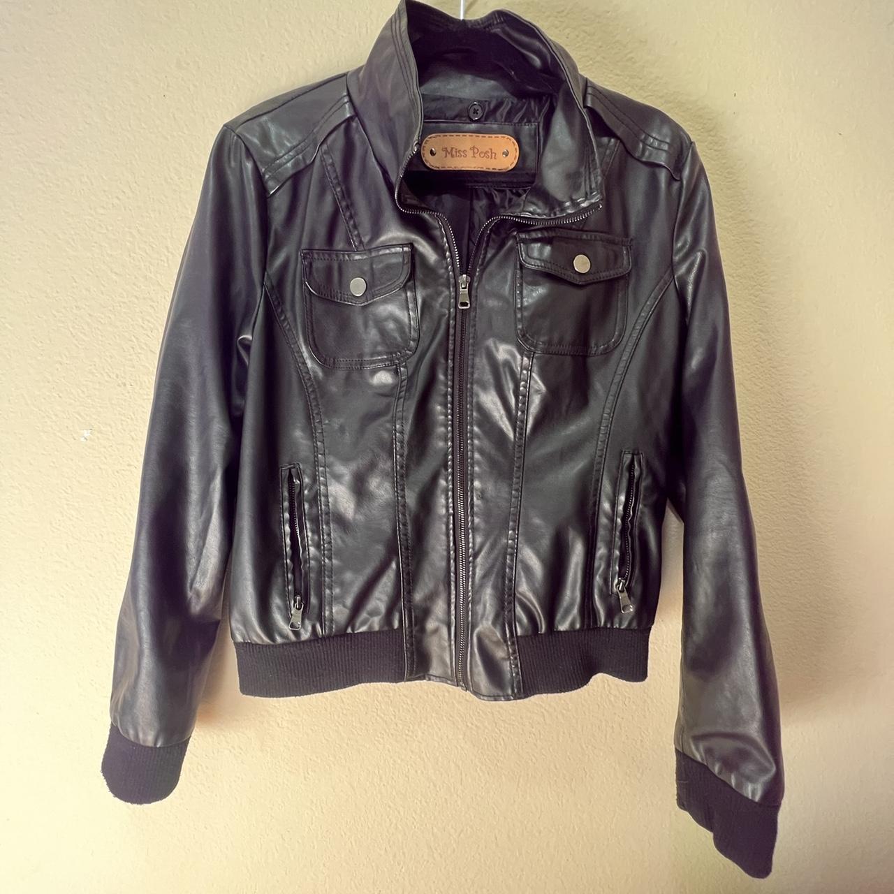 vegan leather jacket youth xl fits womens... Depop