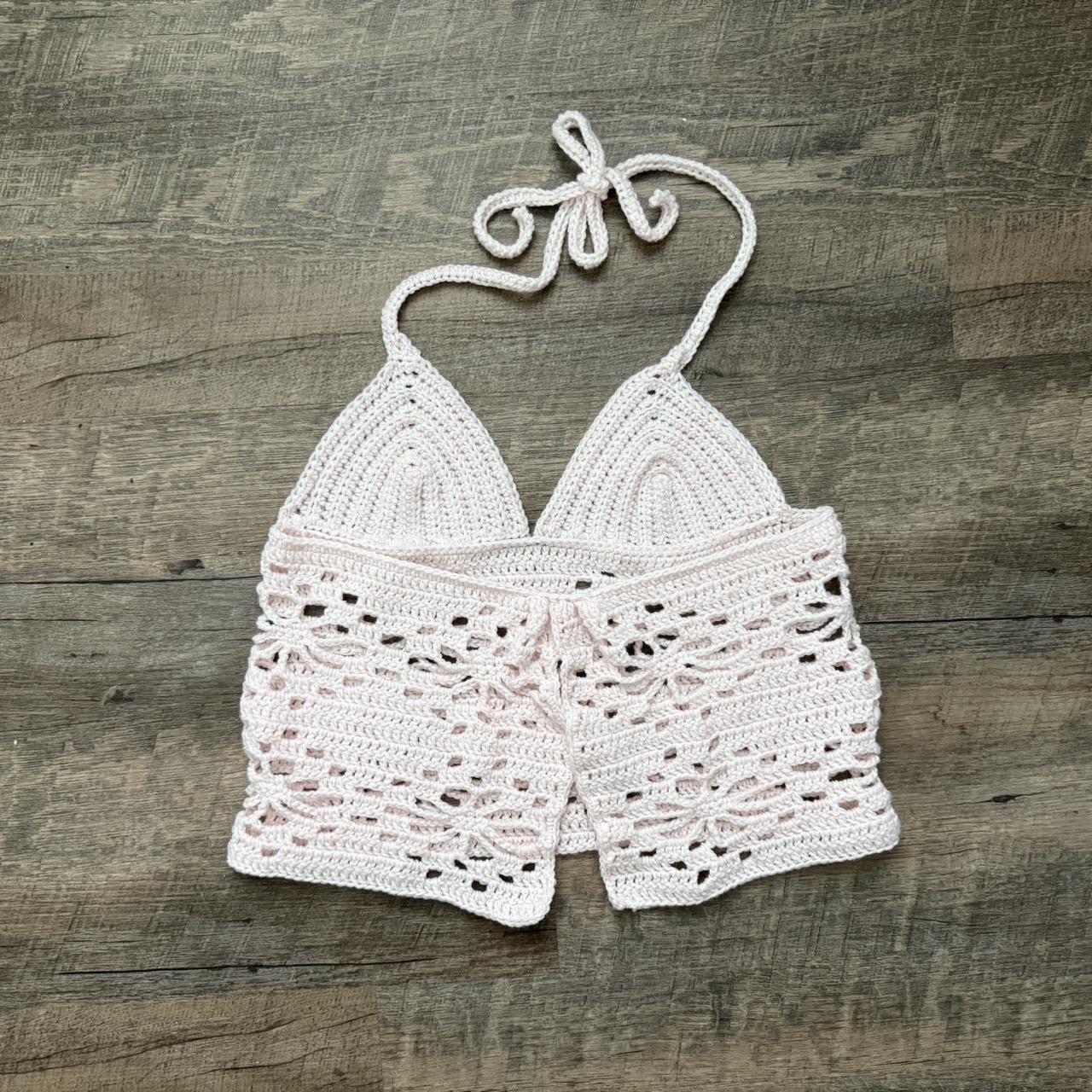 baby pink crochetcover up a cup chest Depop