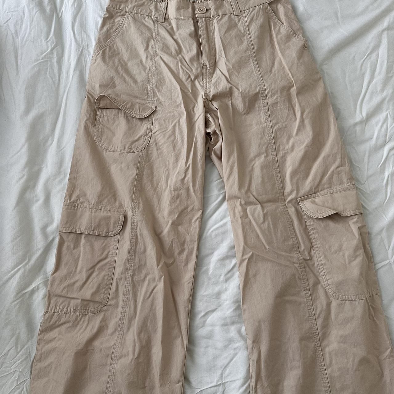 Wild Fable Women's Tan and Cream Trousers | Depop