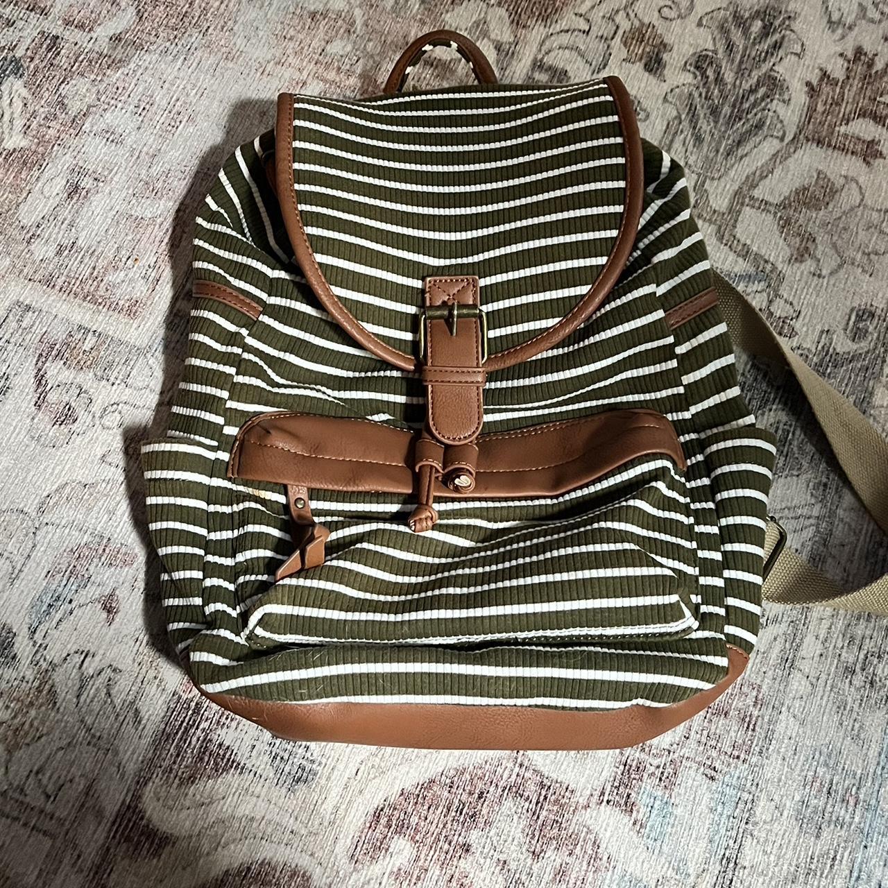 Madden Girl Backpack Green White Striped Fabric. Depop