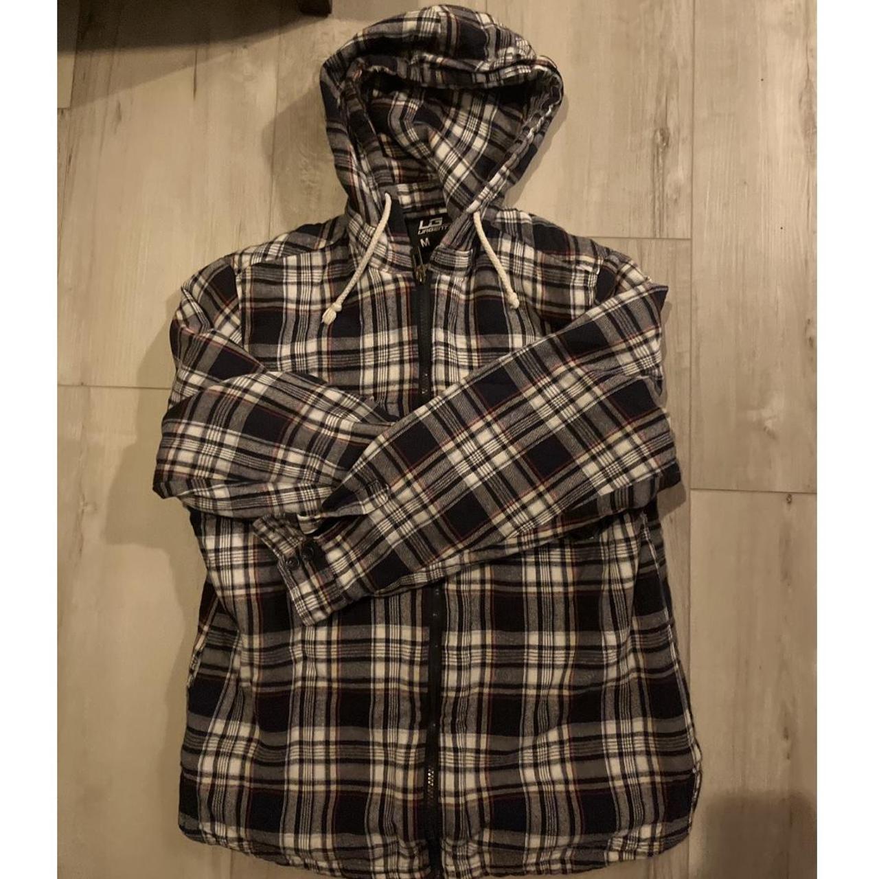 FUR LINED FLANNEL HOODIE NEVER WORN TOO SMALL FOR ME... - Depop