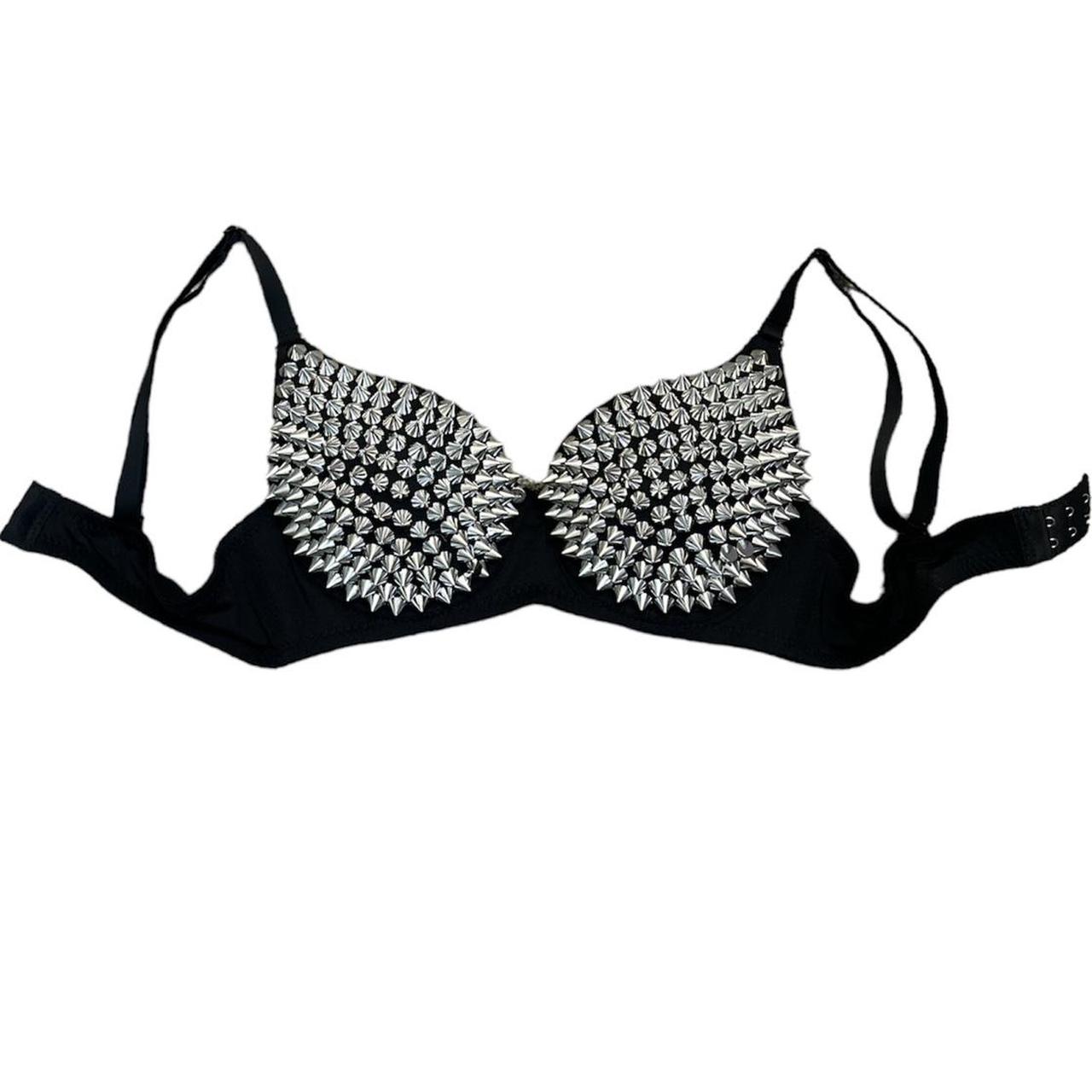 punk spiked bra exposure tags :( #y2k #emo #raver... - Depop