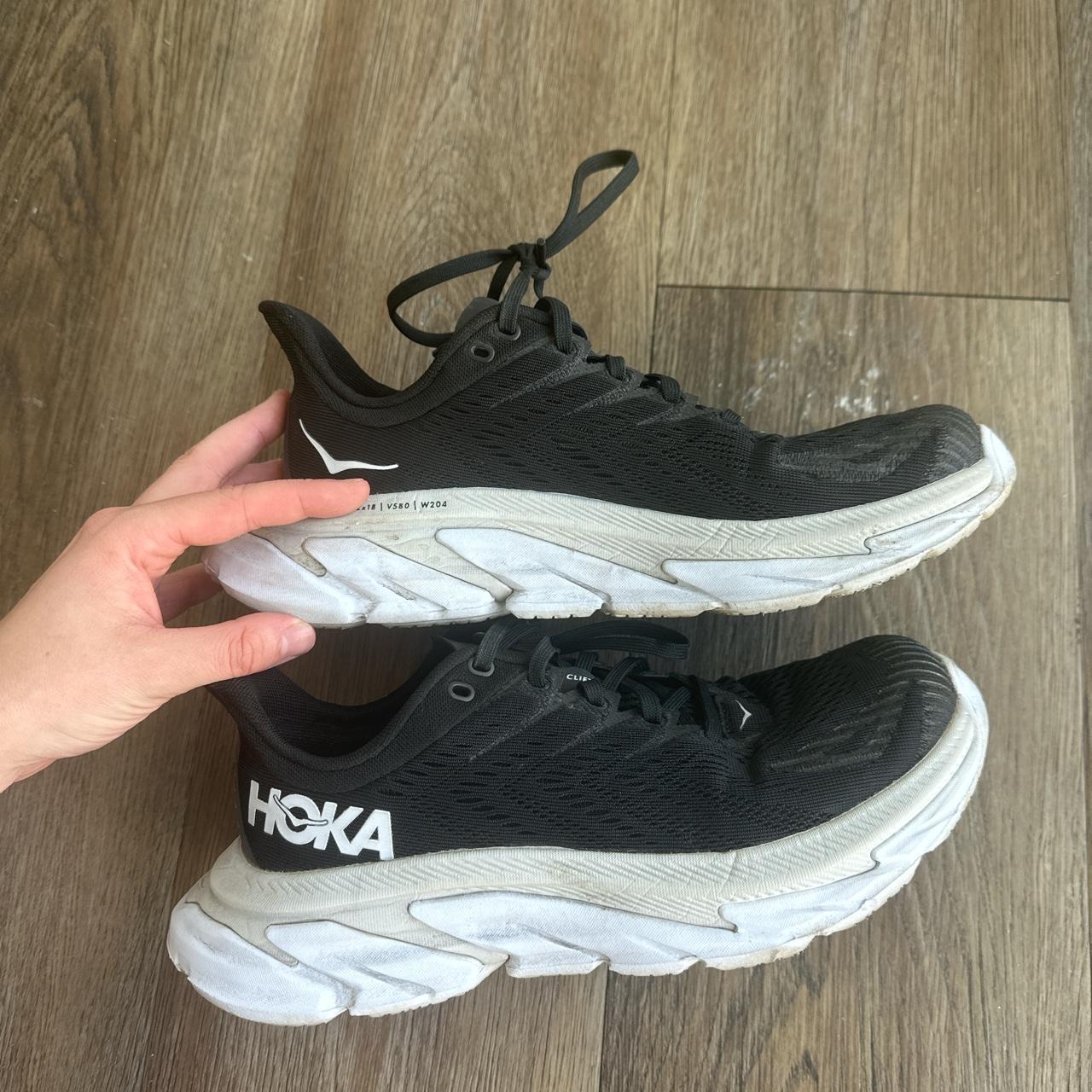 Hoka One One Women's Black and White Trainers | Depop