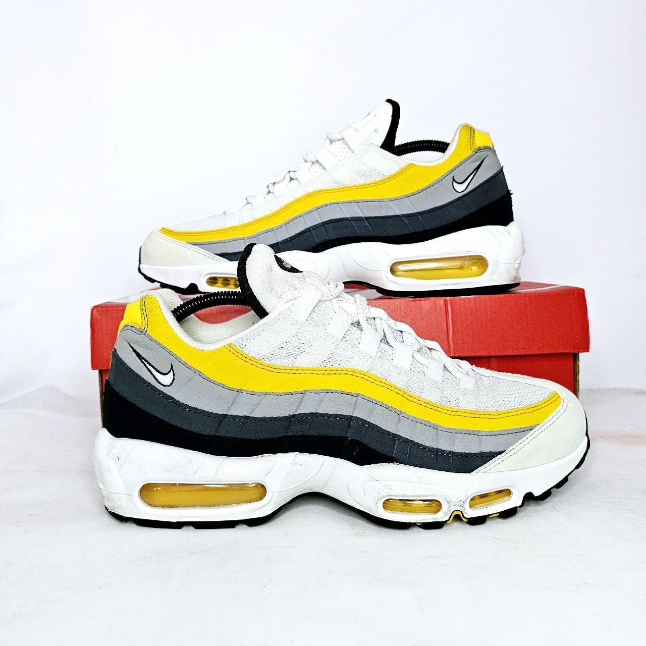 Excellent🔥 Nike Air Max 95 White Amarillo Dark Grey... - Depop