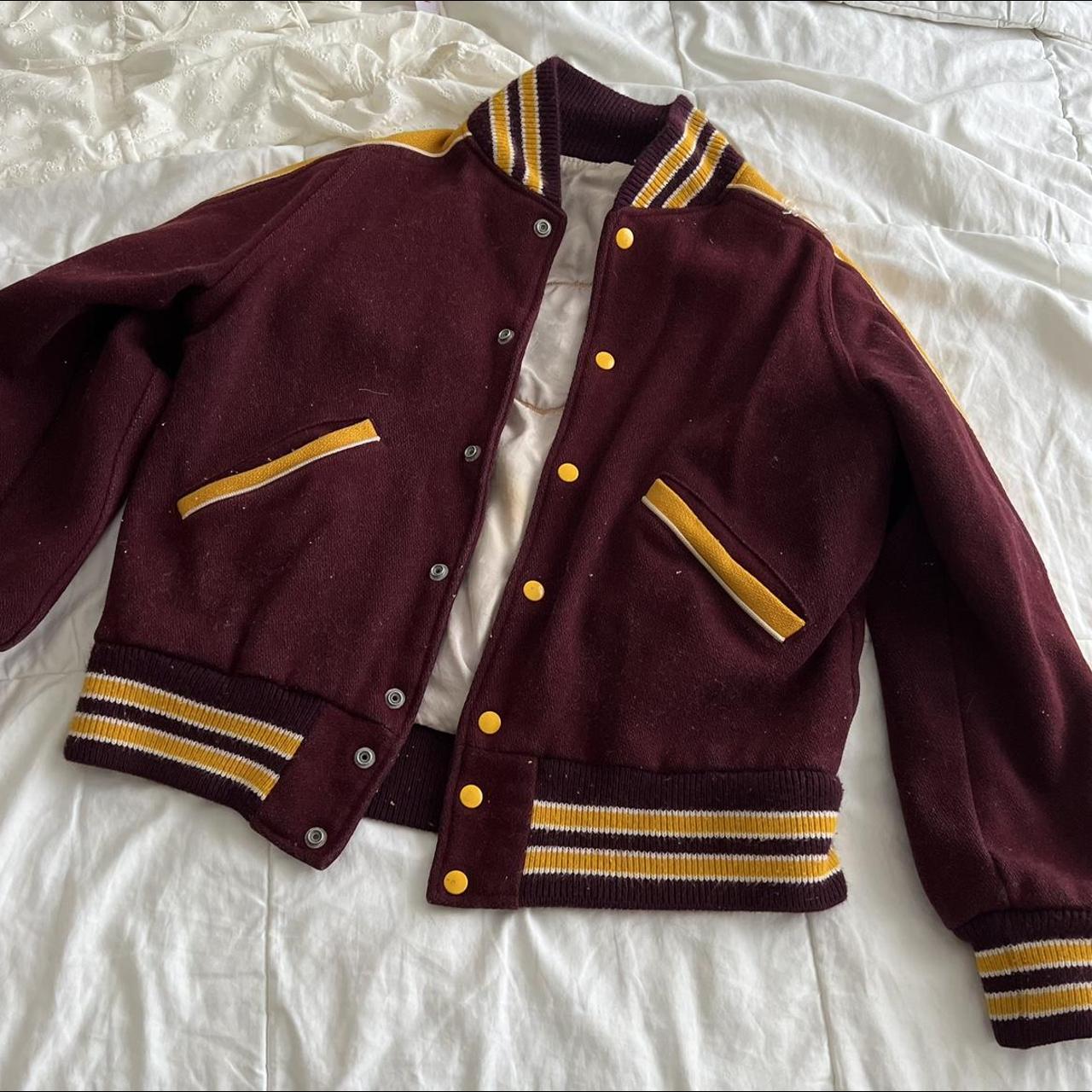 Vintage wool embroidered letterman jacket. Selling... - Depop