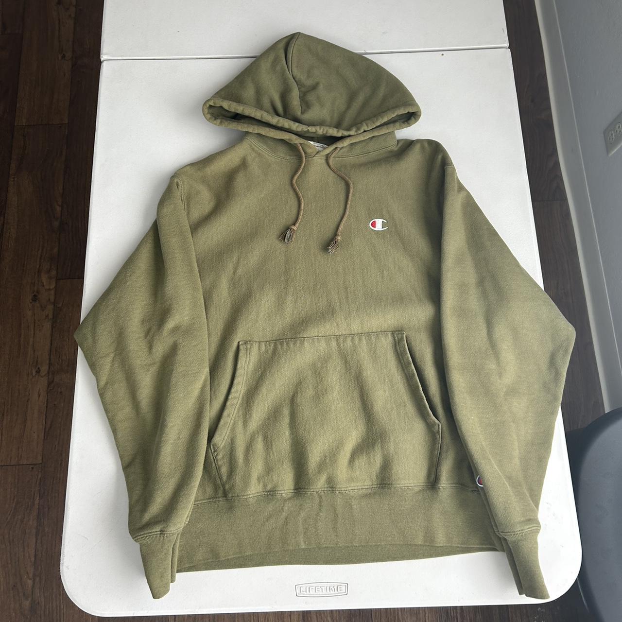Green Champion hoodie Tagged L true to size Perfect... - Depop