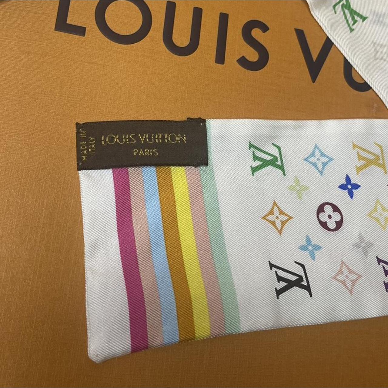 Louis Vuitton coloured monogram scarf Bought from - Depop