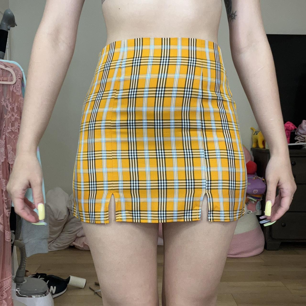 Orange tartan plaid mini skirt new without