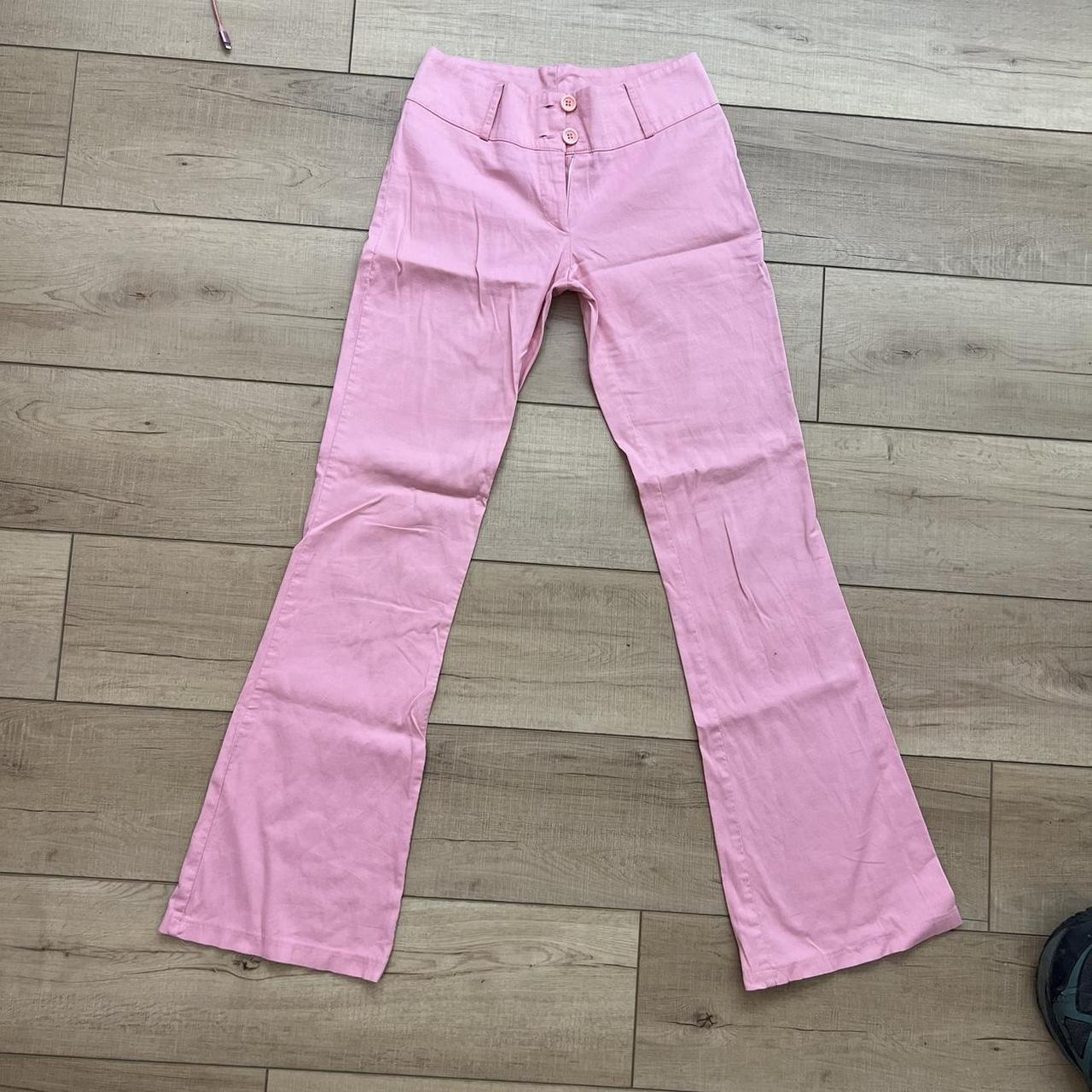 The cutest vintage Barbie Y2K pink bootcut pants!... - Depop