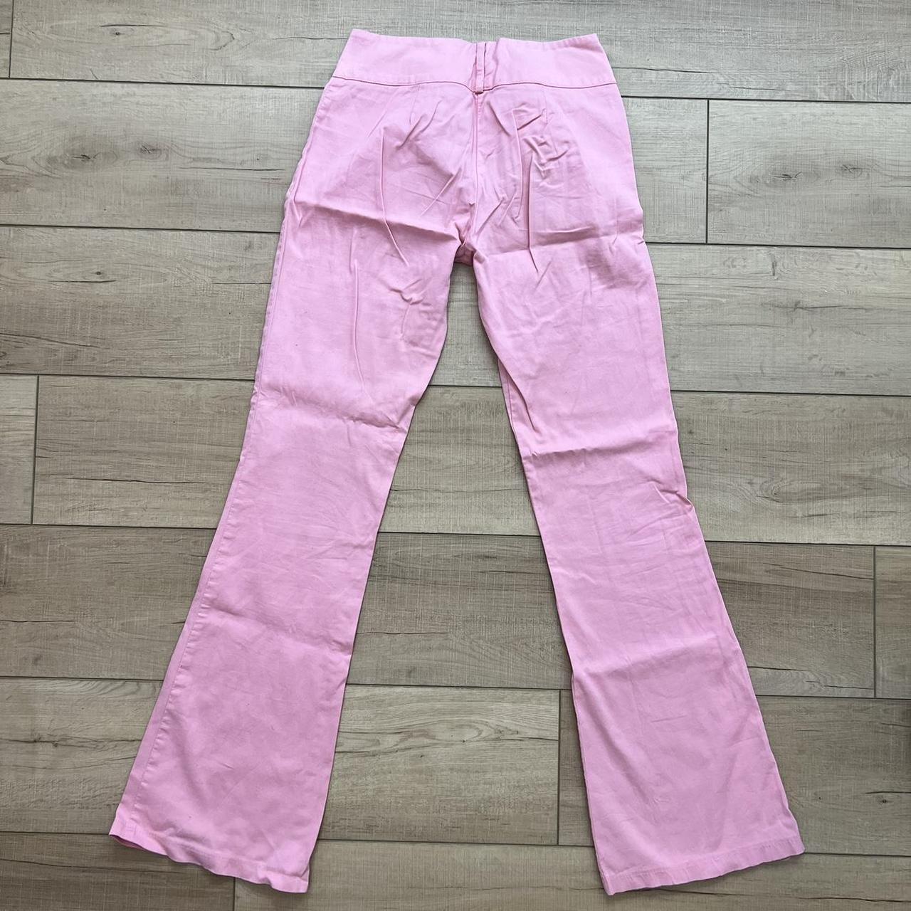 The cutest vintage Barbie Y2K pink bootcut pants!... - Depop