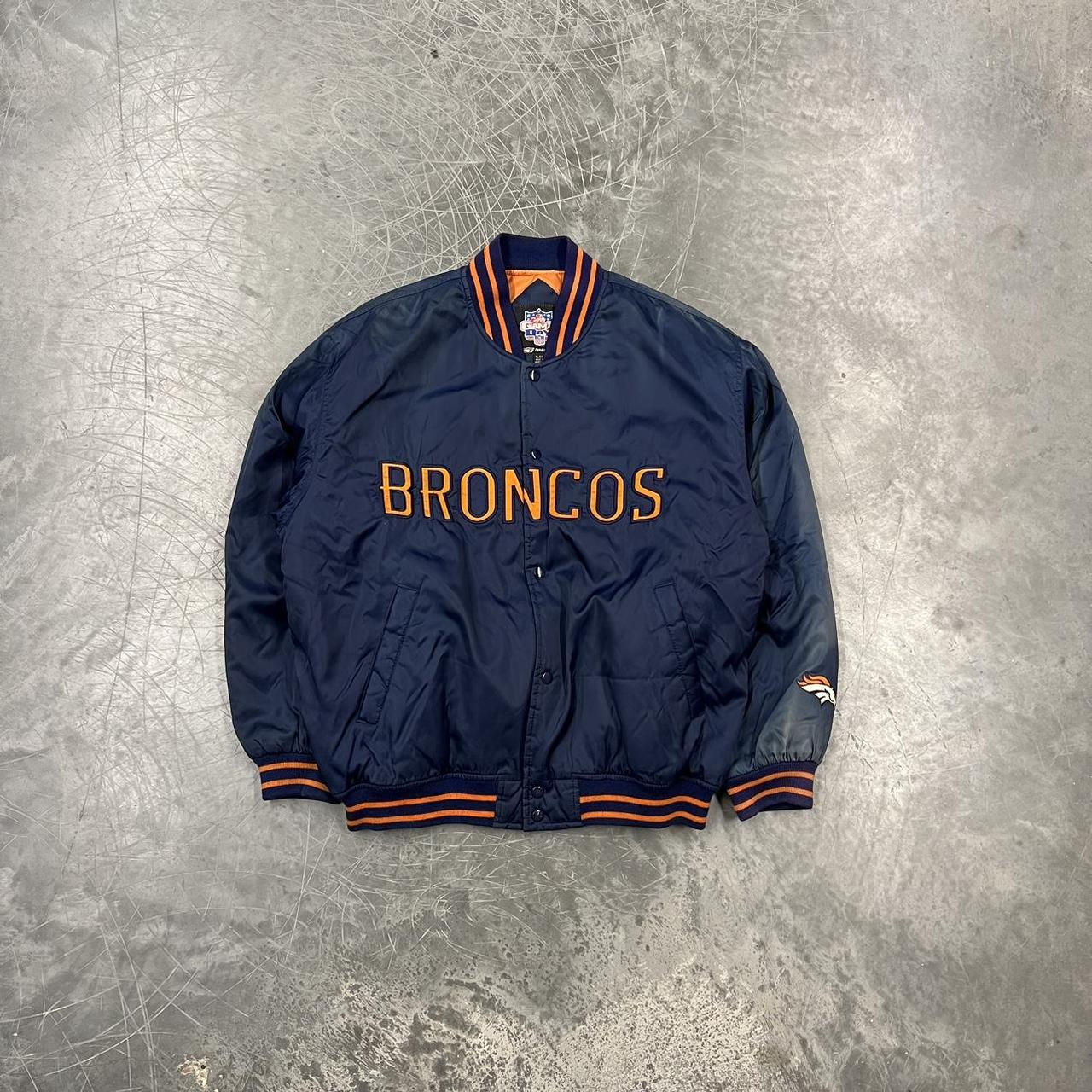 NFL Denver Broncos Leather Jacket Distressed and - Depop