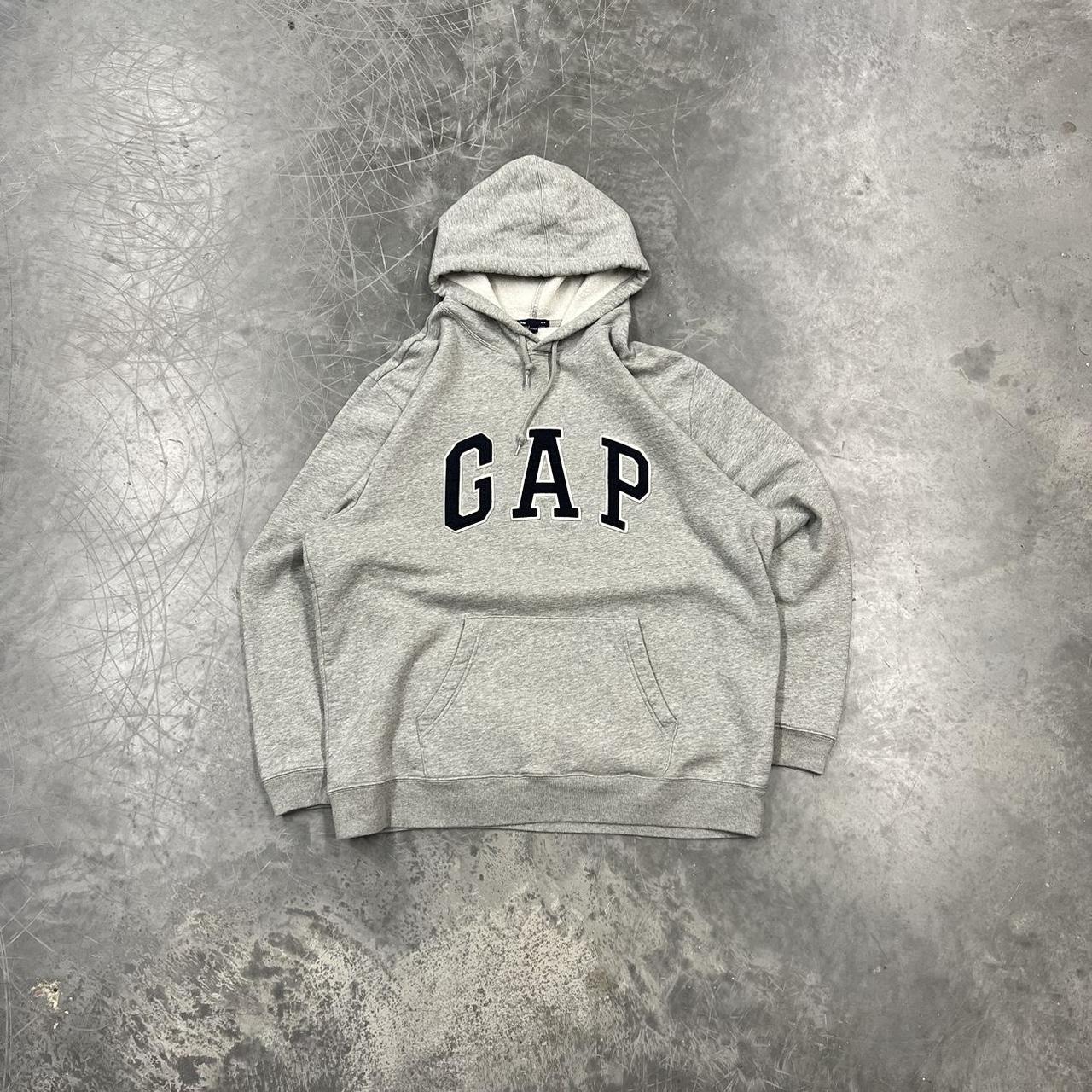 Gap Men's Grey and Navy Hoodie | Depop
