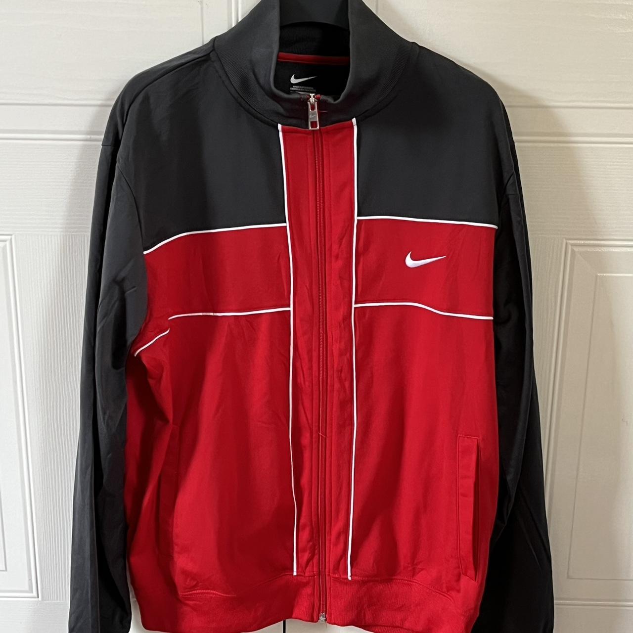 Red and black nike track jacket deals