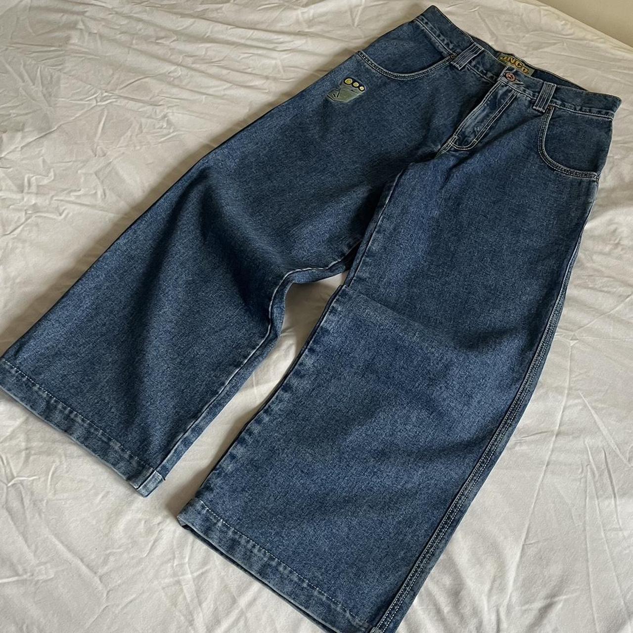 Y2K jnco 179 pipes. 23” Dark Stone blue baggy wide... - Depop