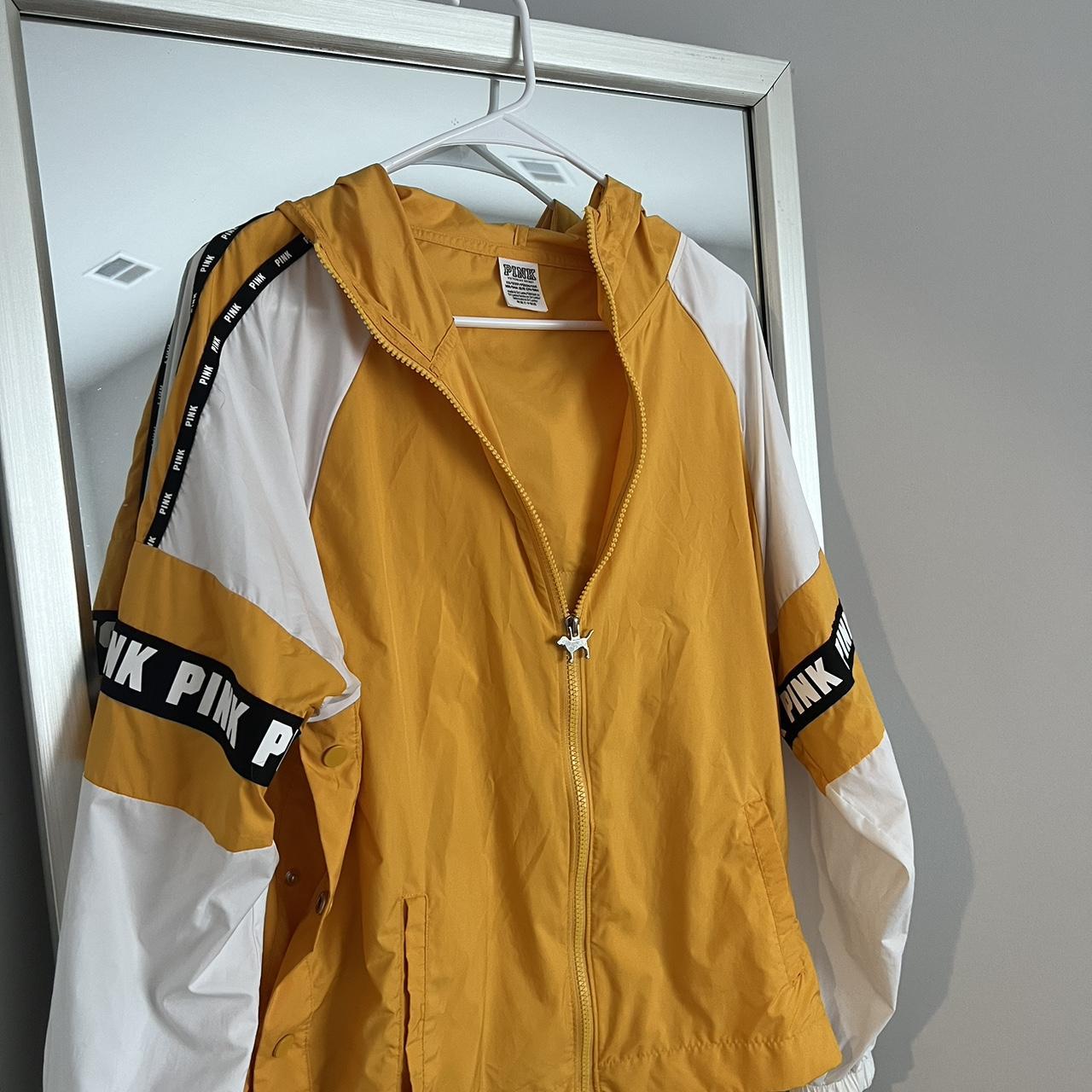 Yellow/White/Black PINK logo windbreaker Depop