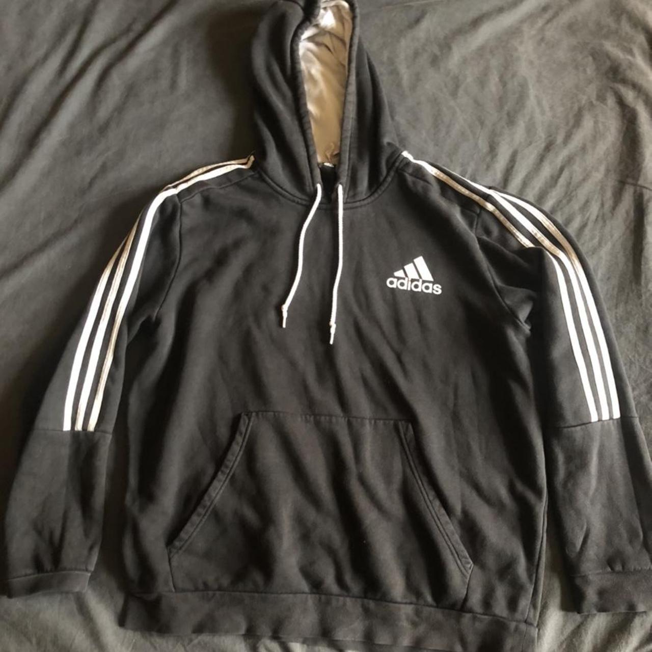 Adidas Men's Black and White Hoodie | Depop