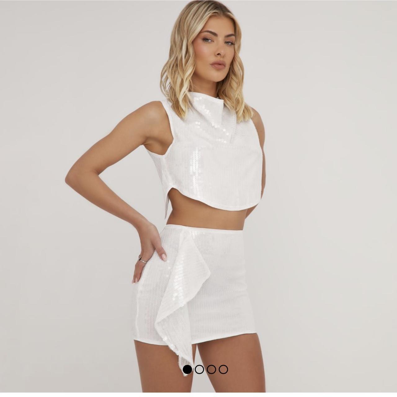 White sequin open back co ord 🤍, Only worn once