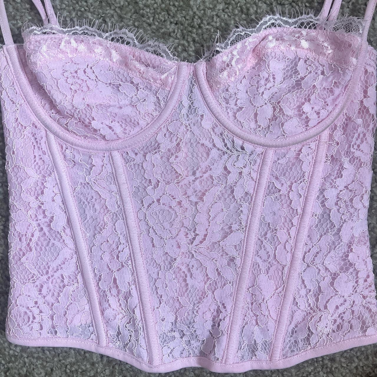 White Fox Boutique pink corset XS Adjustable straps,... Depop
