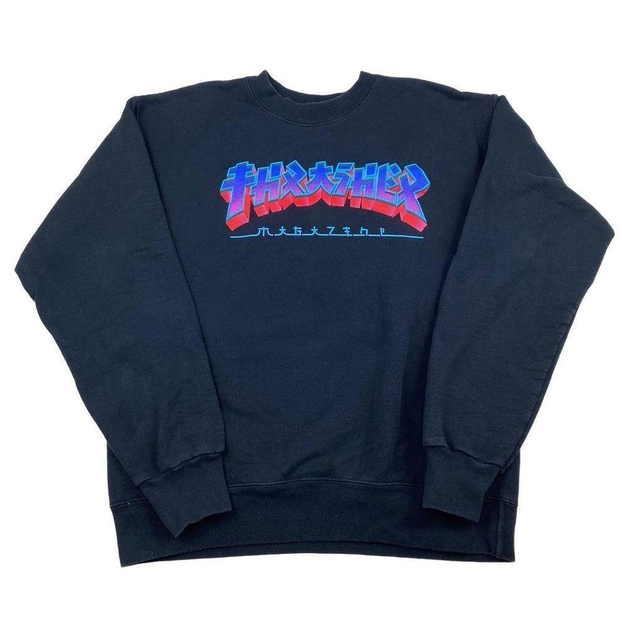 Thrasher Men's Black and Blue Sweatshirt | Depop