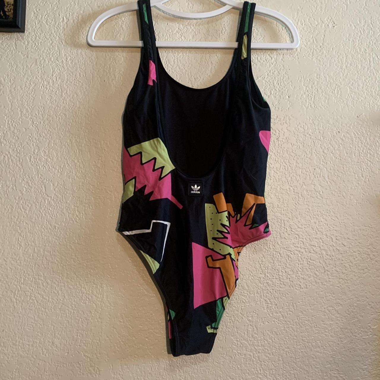 Adidas Women's Pink and Black Swimsuit-one-piece (2)