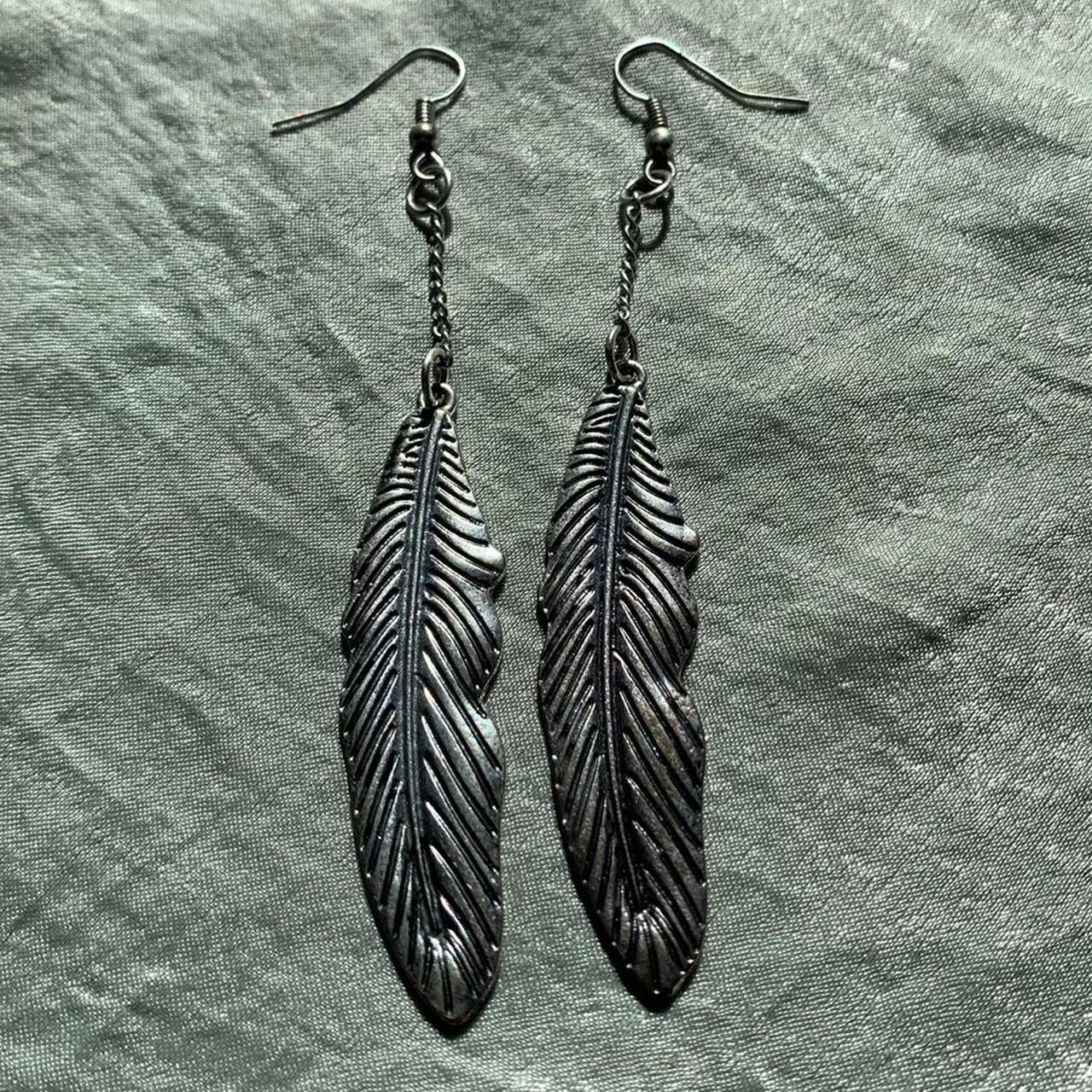 Stainless steel feather deals earrings