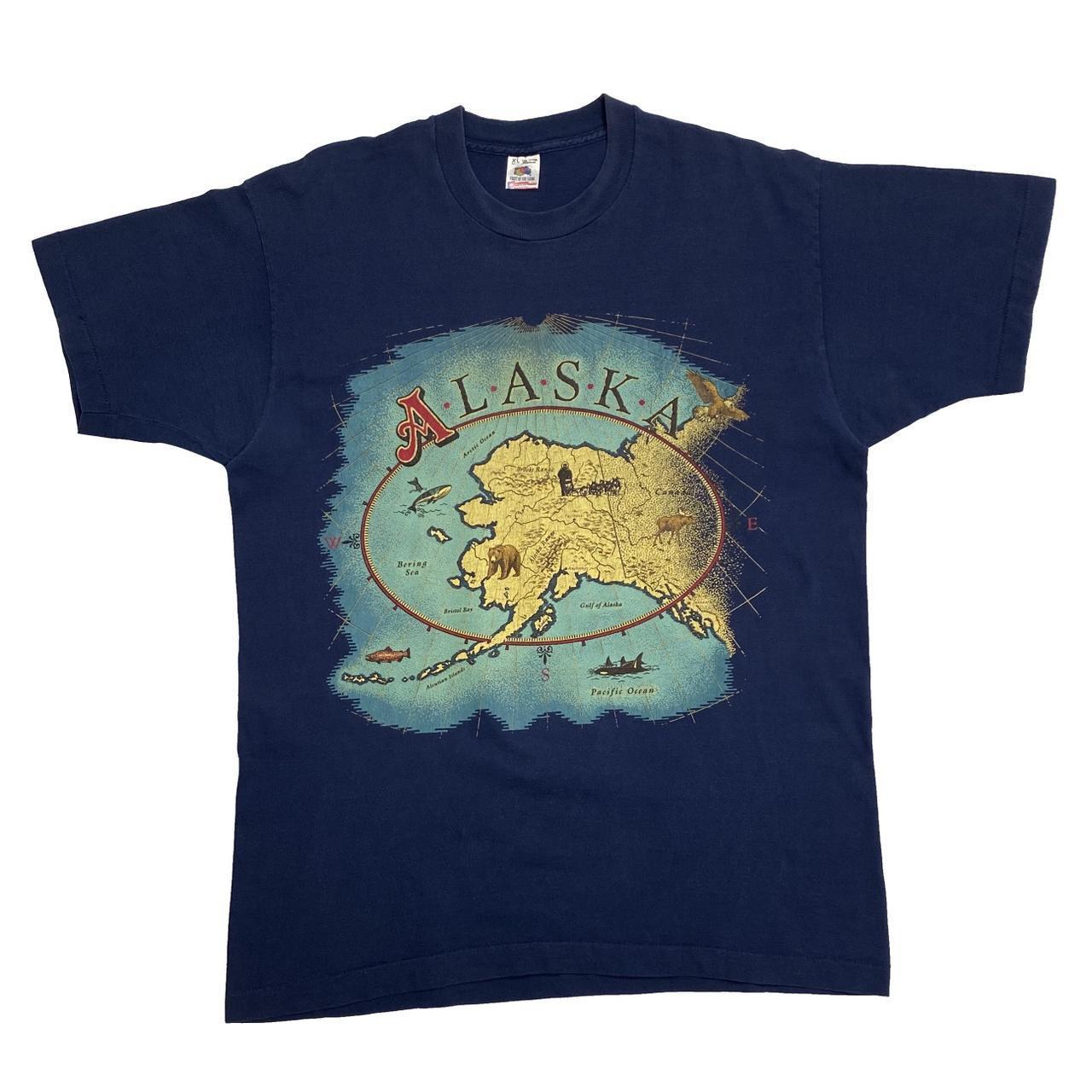 Vintage 90’s FOTL “ALASKA” Map Souvenir Spellout... - Depop