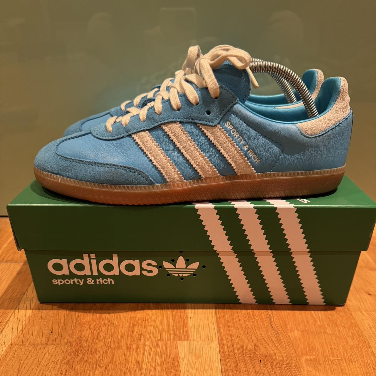 Adidas x Sporty & Rich Samba OG UK 9 Blue Rush and... - Depop