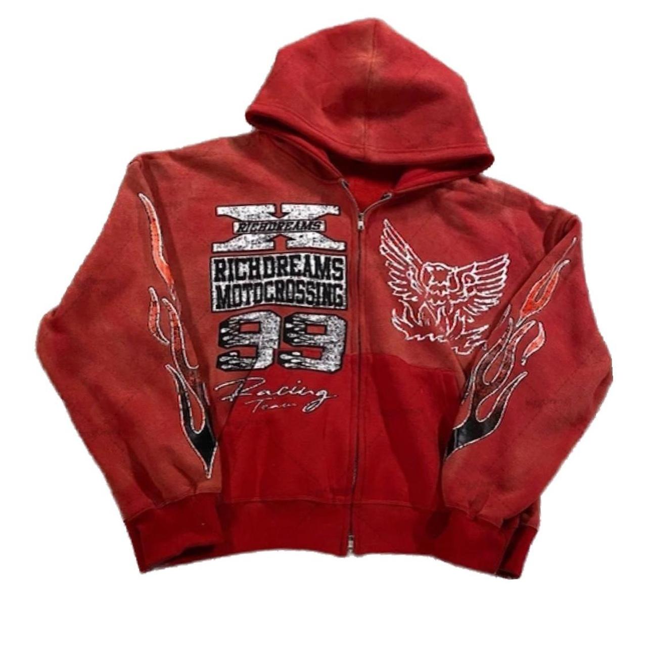 Y2K Motorcross Zip Up Hoodie Red Brand new... - Depop