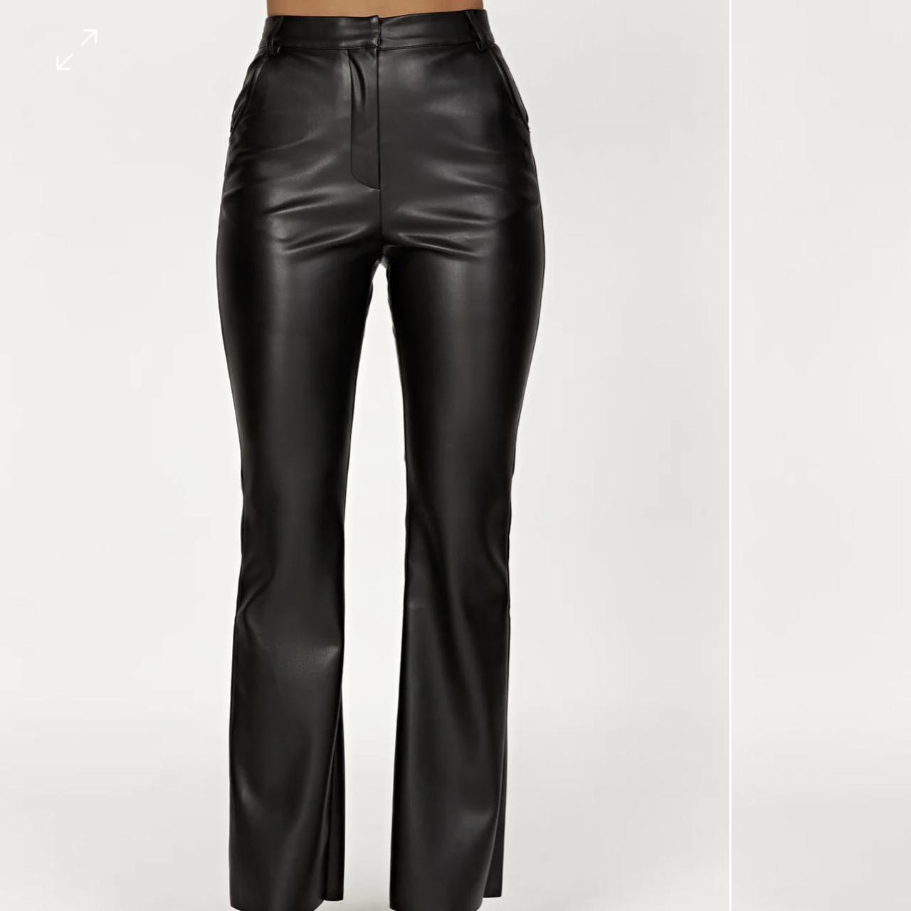Tyra Straight Leg Faux Leather Pants - Black