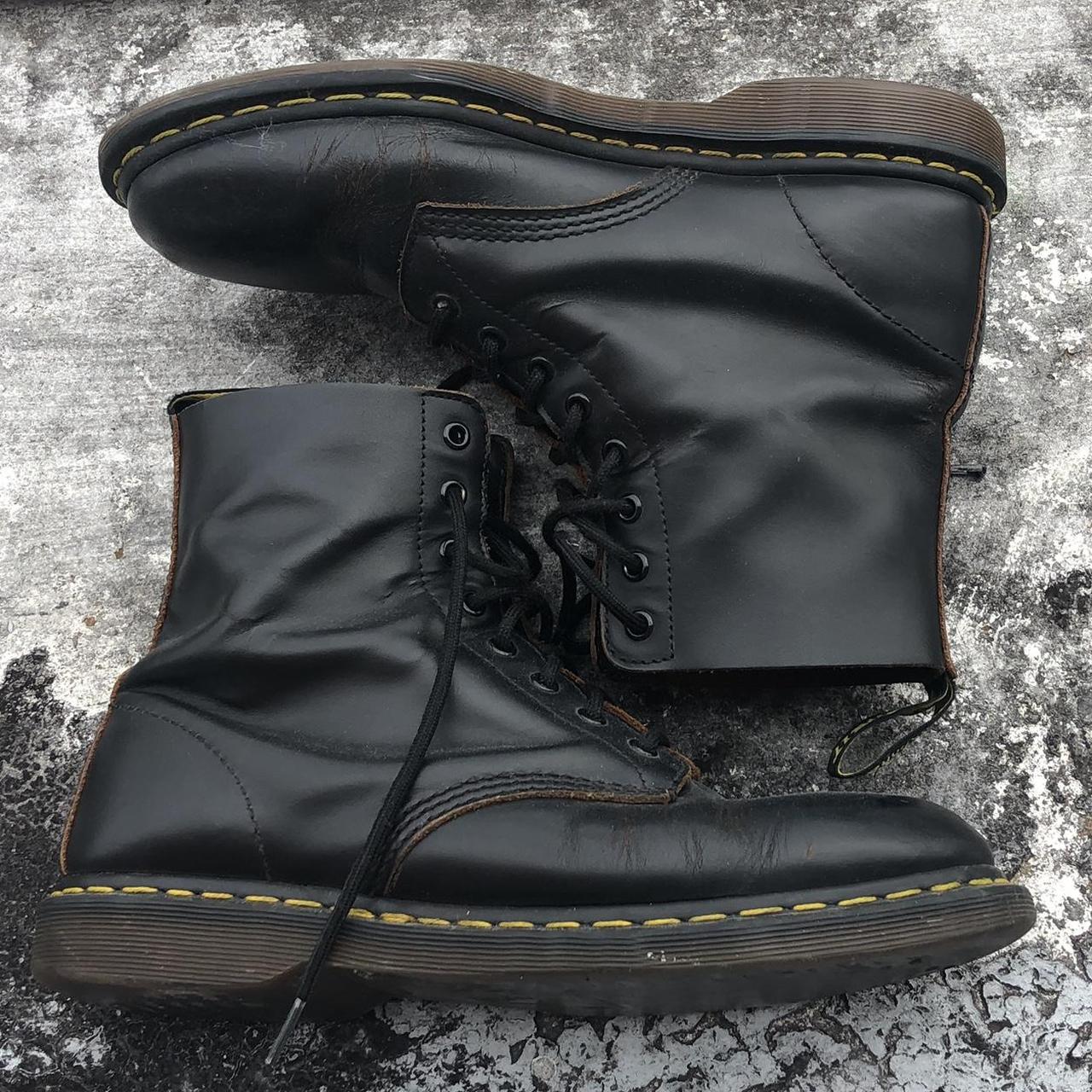 Weathered Black Leather Doc Marten Boots US men's... - Depop