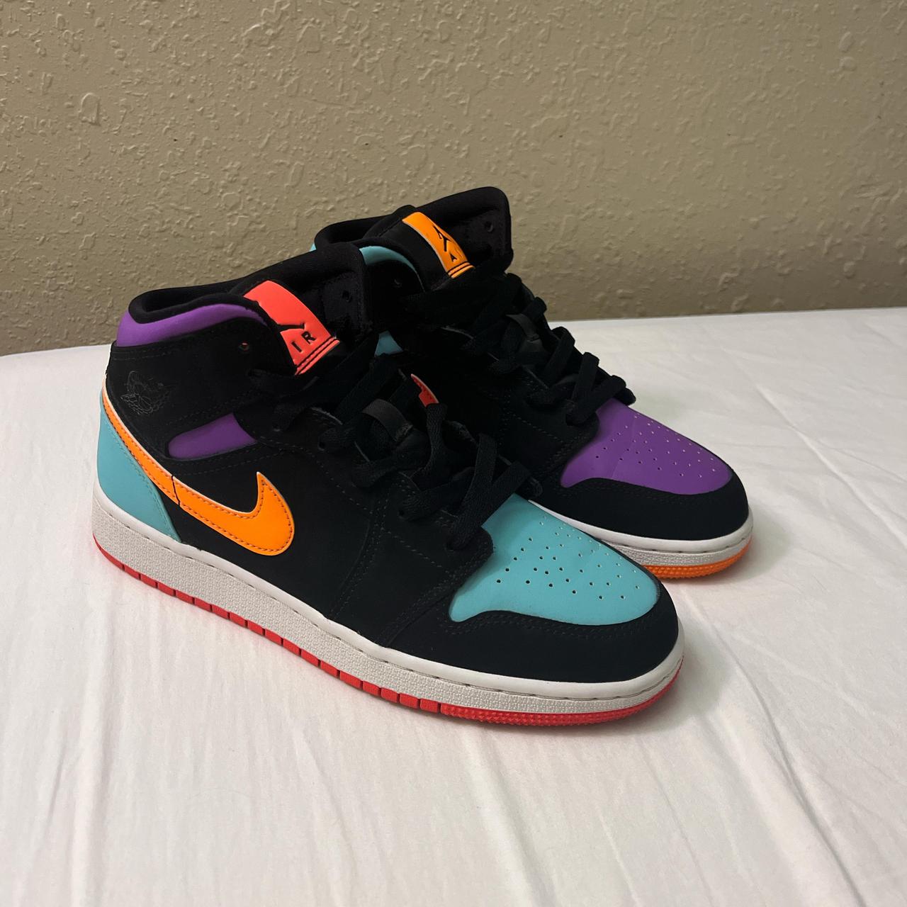 nike air jordan 1 mid black multicolor reflective