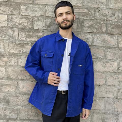 Vintage 80s French Workwear Faded Chore Coat... - Depop