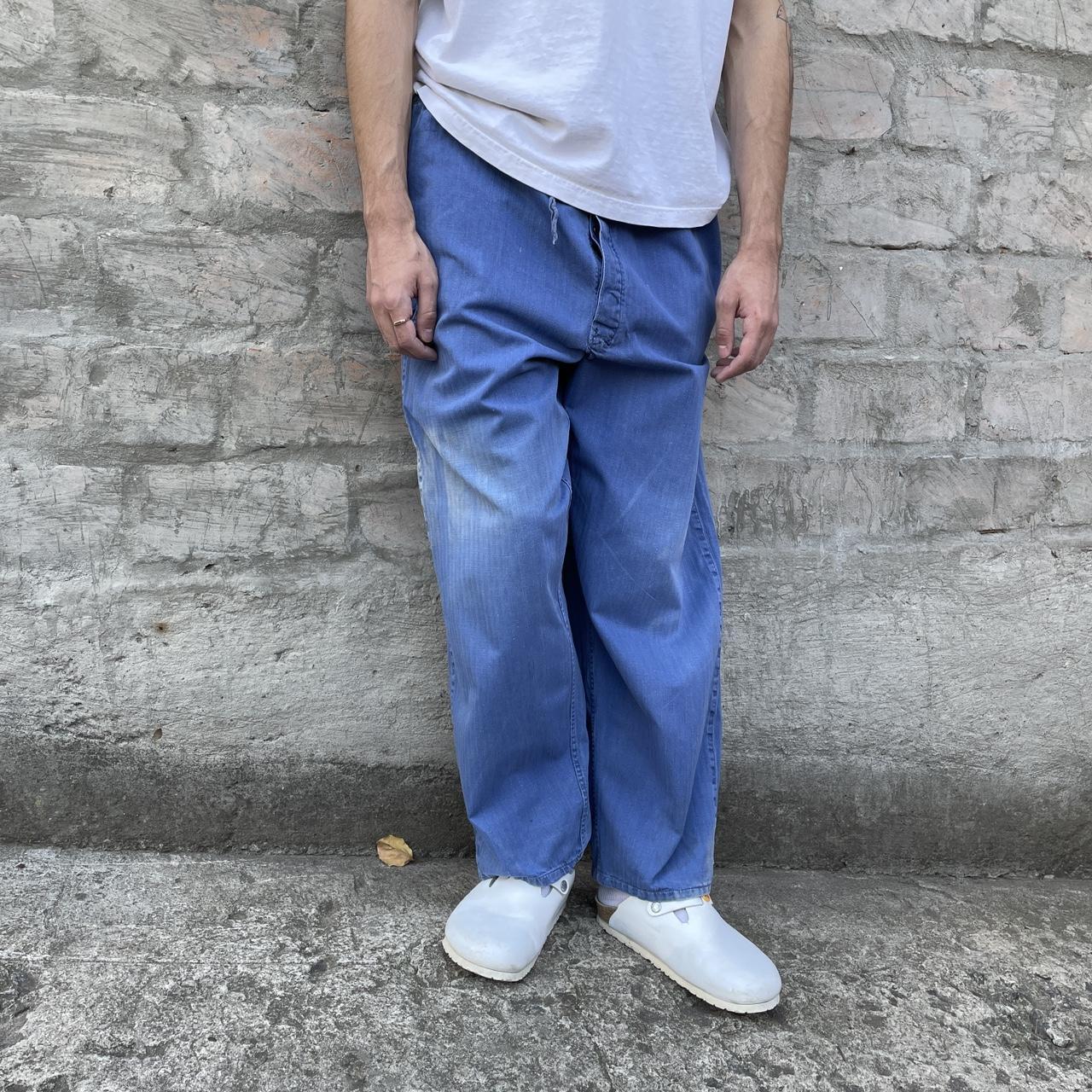 1970s French Workwear Faded Pants Total condition -... - Depop