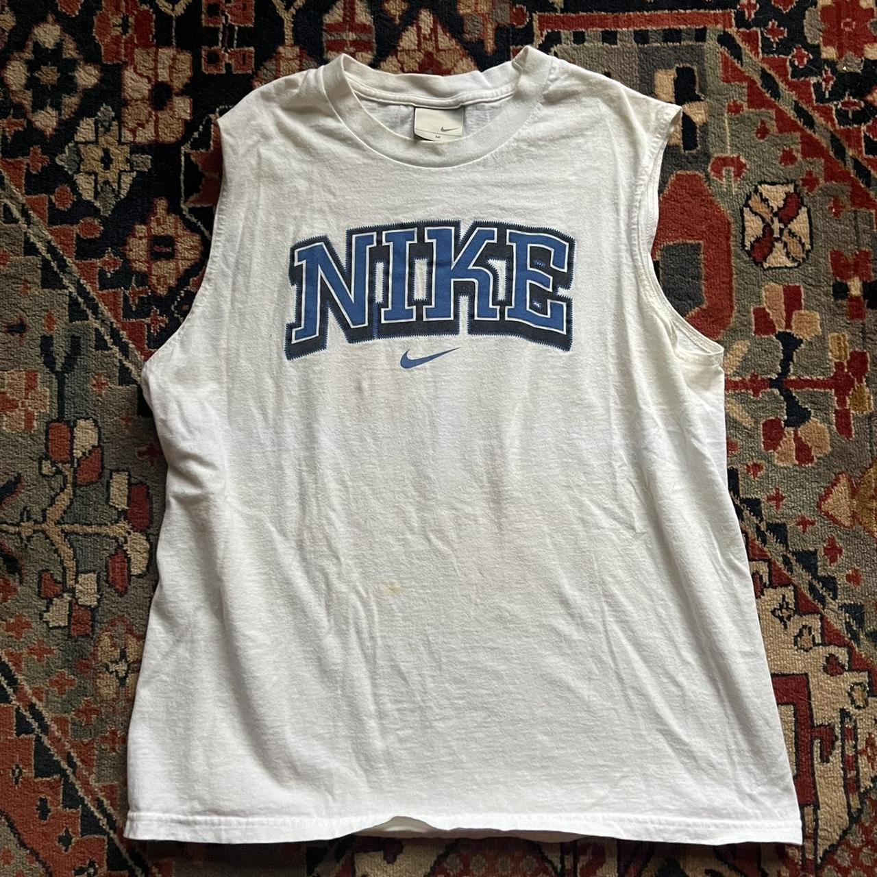 Nike Men's White and Blue Vest Depop