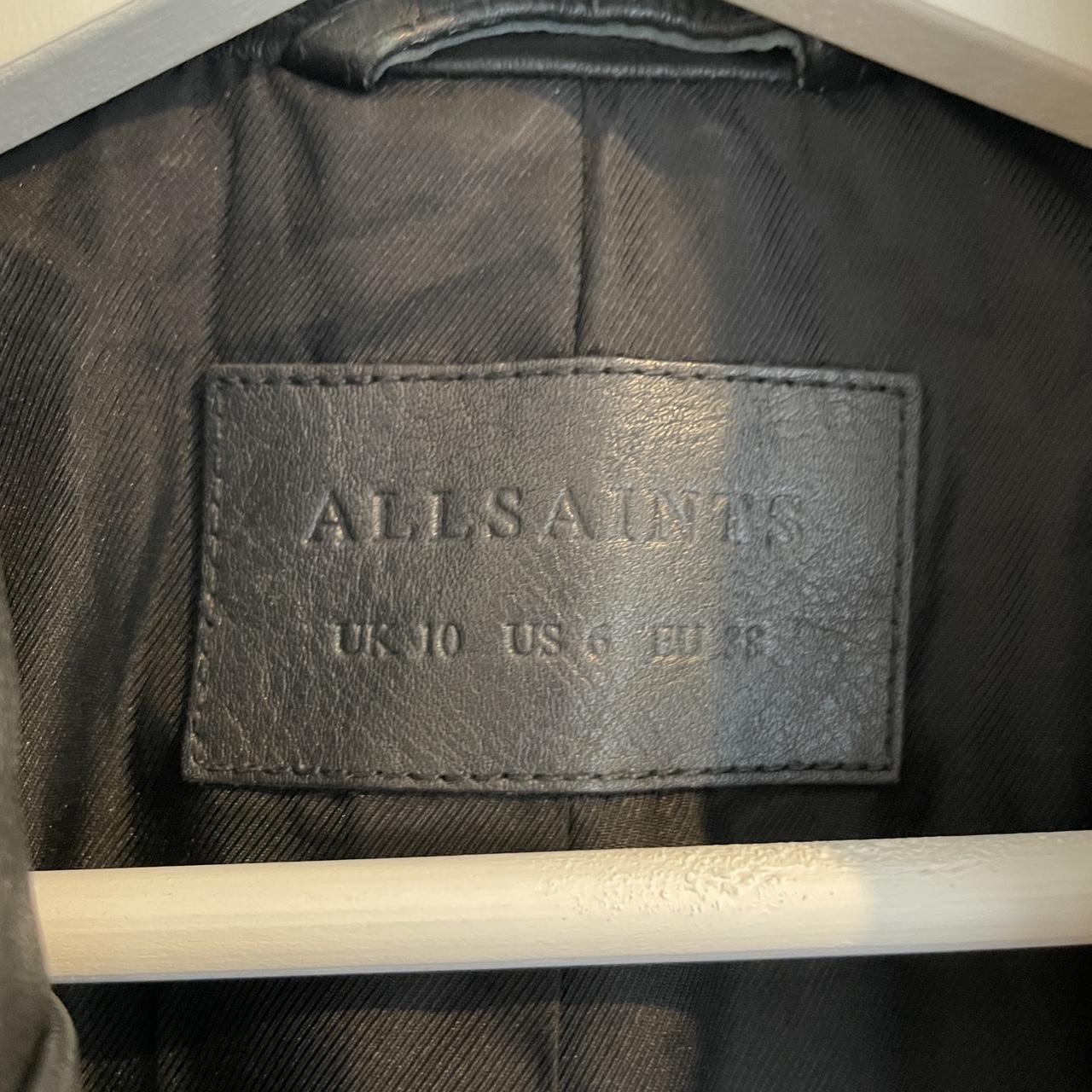 AllSaints black leather jacket. Nice work-in look... - Depop