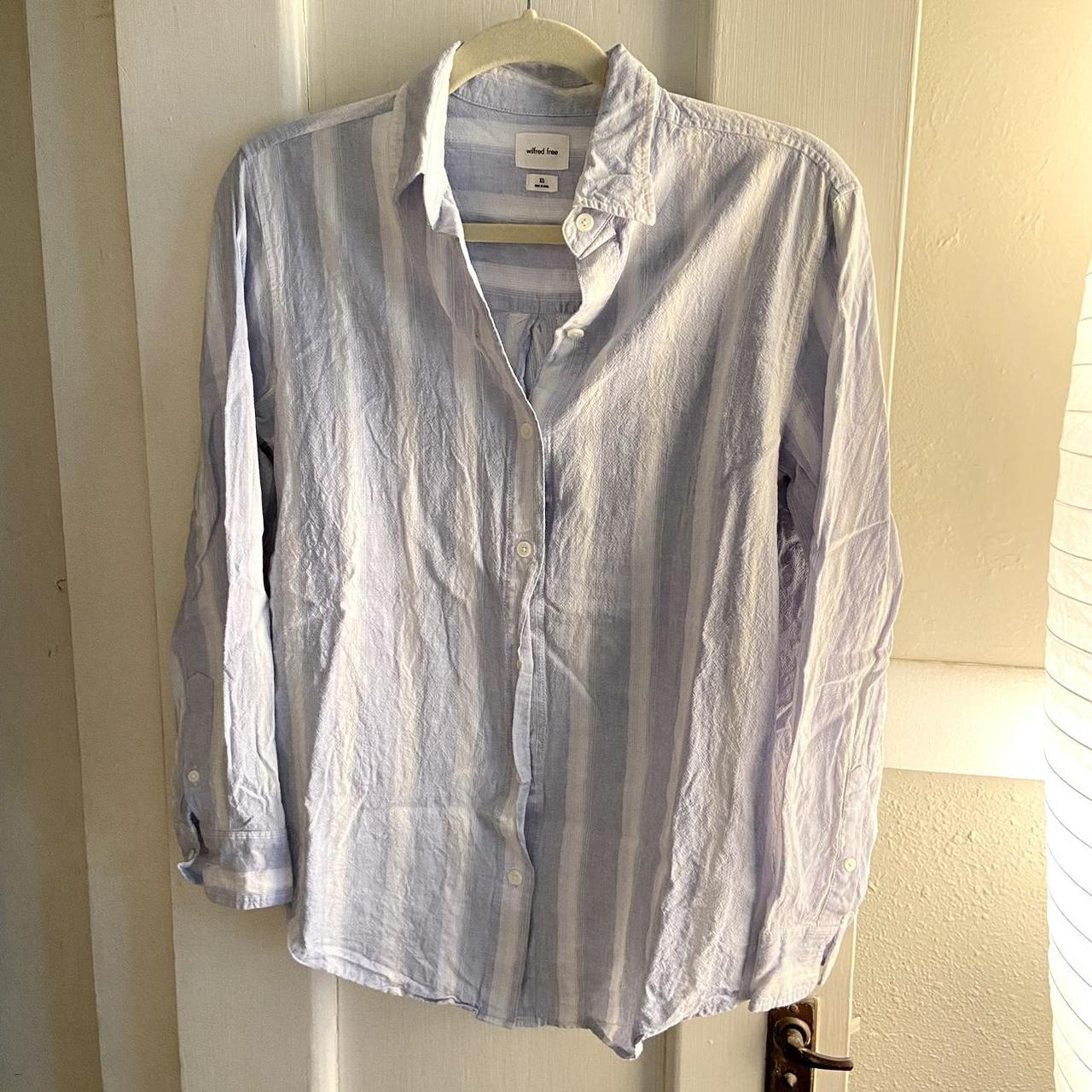 Women's Blue and White Blouse | Depop