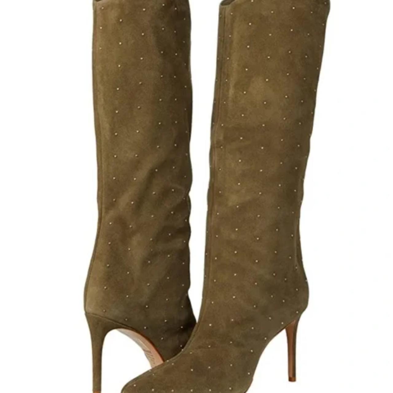 Schutz discount Maryana Studded Suede Pointed Toe Boot in Green 7.5 New Womens