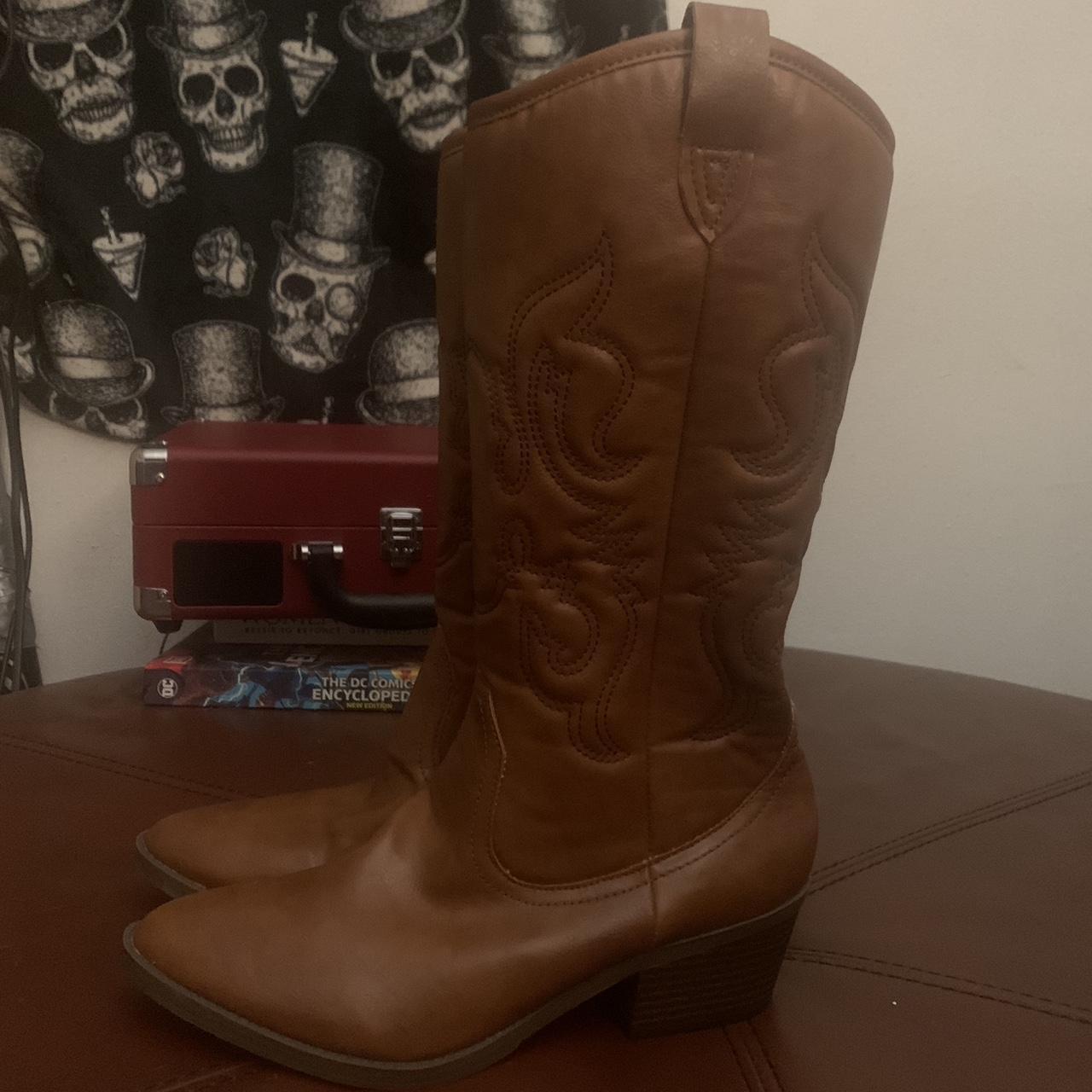 Brown CalfHigh Cowboy Boots (Never Worn) Still Have... Depop