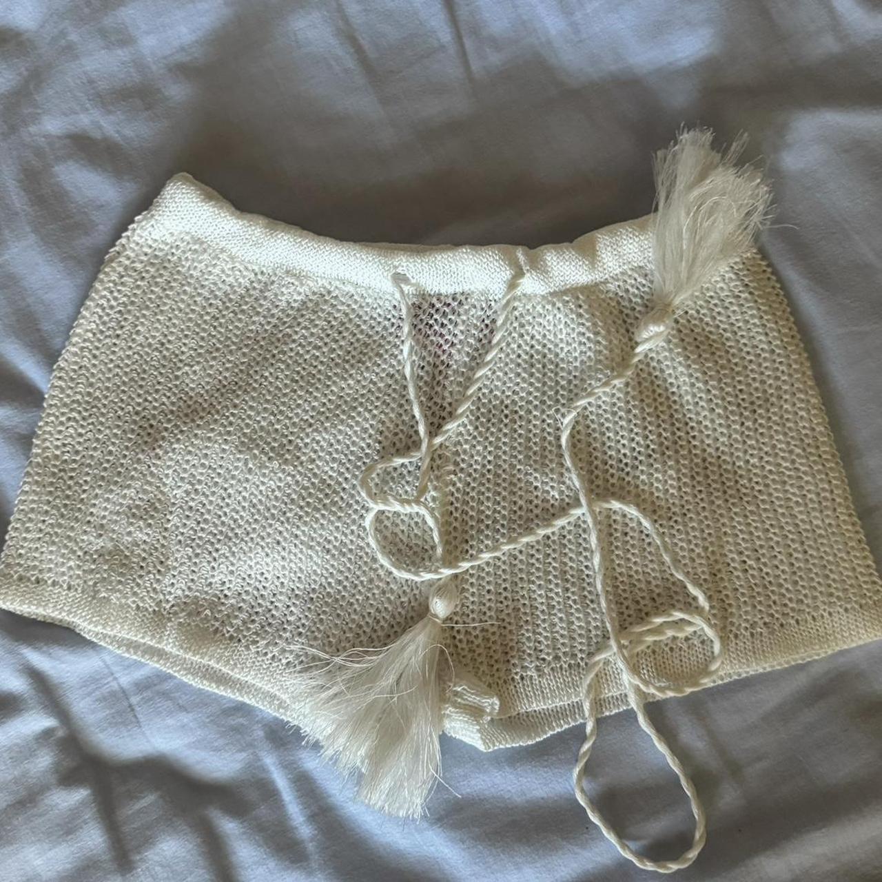 crochet low rise white shorts! worn a few times, i... - Depop