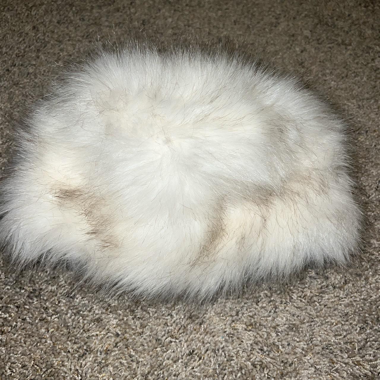 white faux fur russian ushanka hat - Depop