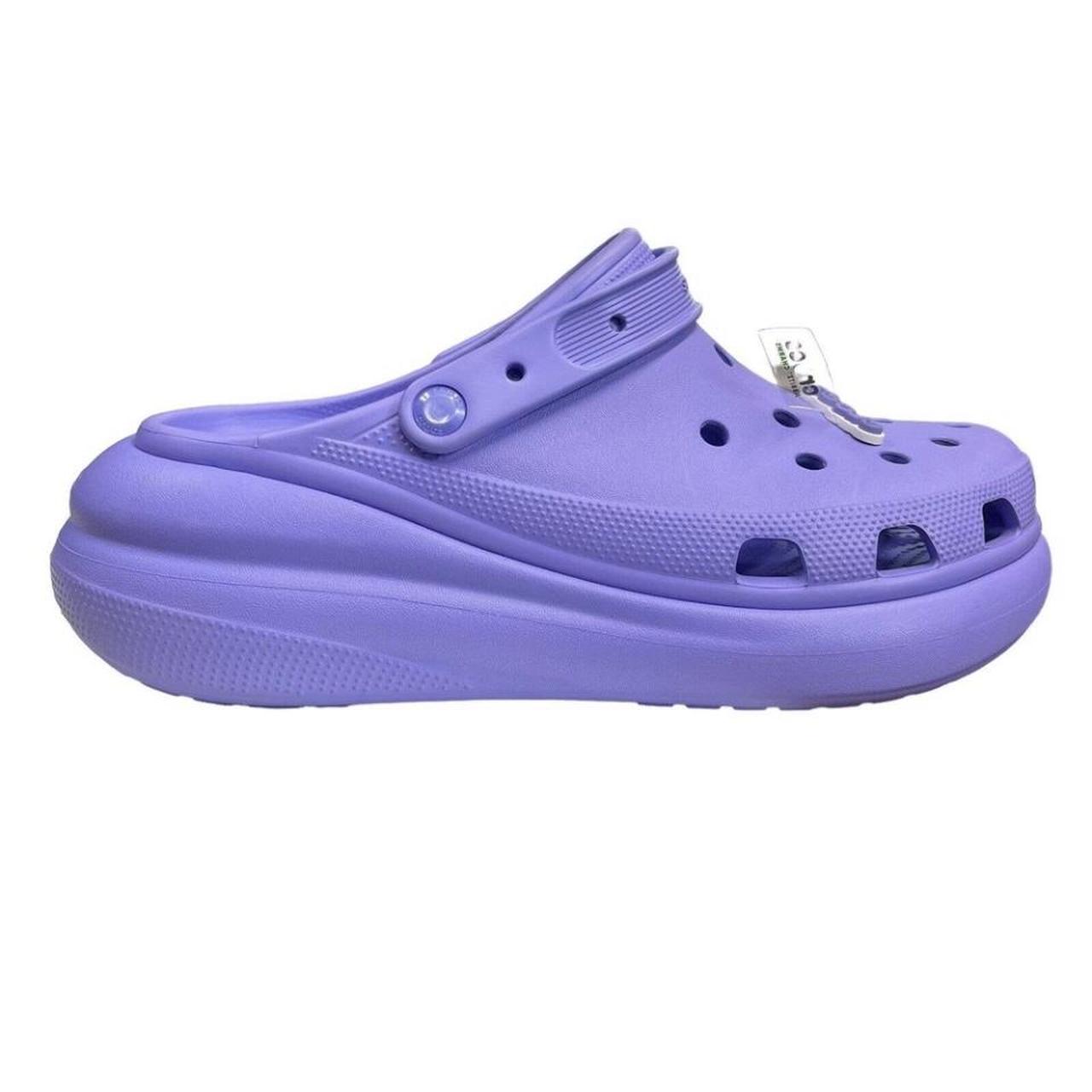 purple platform crocs