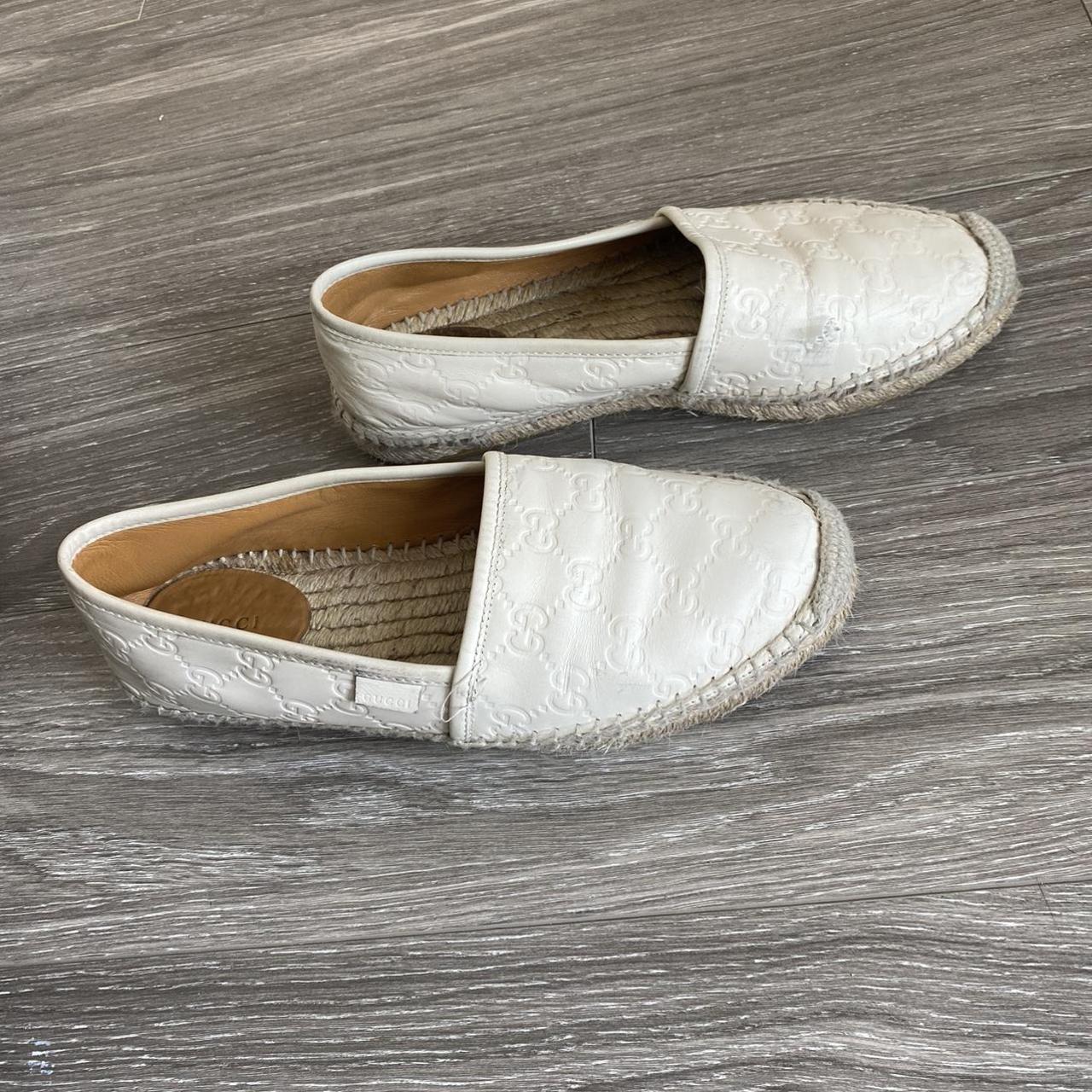 Gucci white sale leather espadrilles