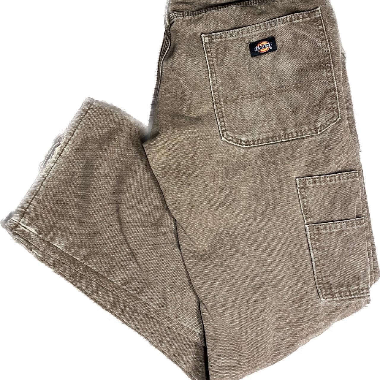 Worn Brown Dickie cargo pants 32” waist 32” length... - Depop