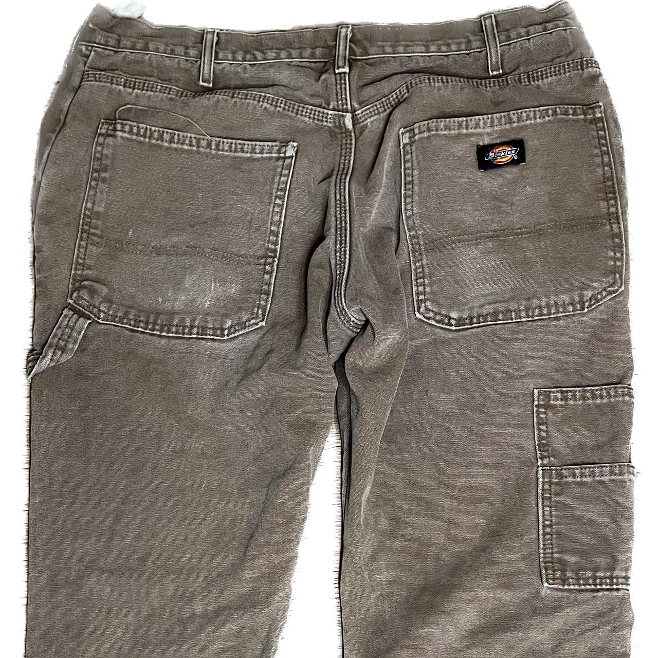 Worn Brown Dickie cargo pants 32” waist 32” length... - Depop