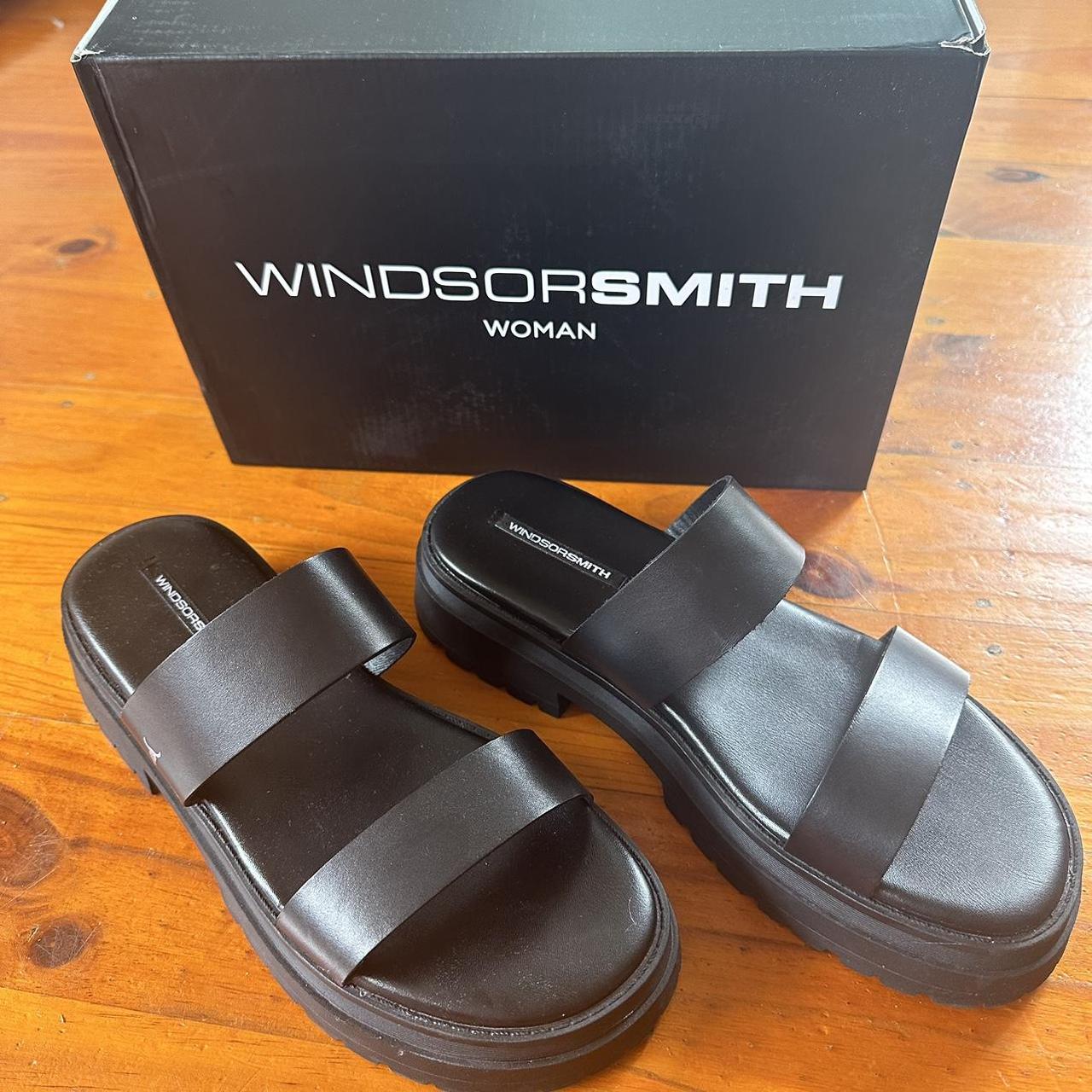 Windsor Smith Laser Black Leather Sandal Slides Depop   P0 