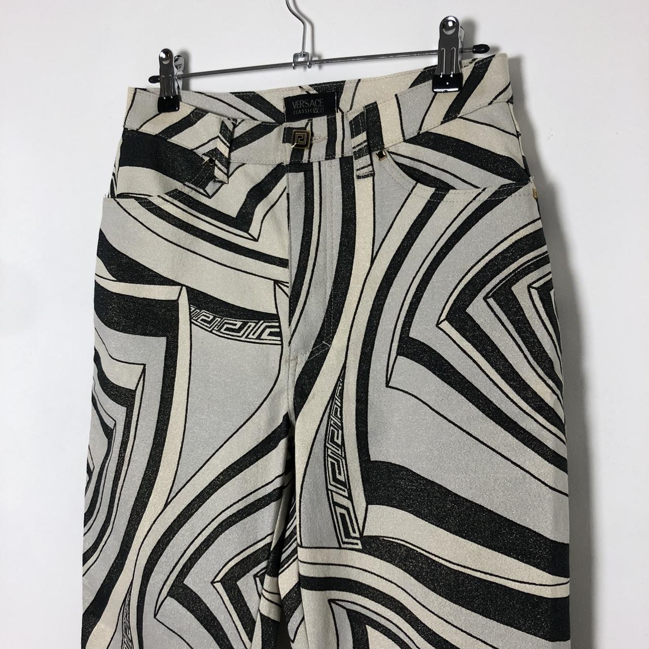 Versace Jeans Couture Women's Silver and Black Jeans Depop
