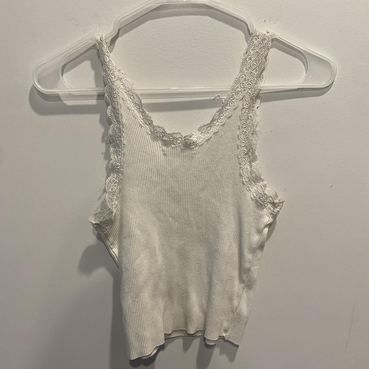 URBAN OUTFITTERS white lace trim crop tank - Depop